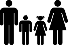 Familiar Group Of Four Heterosexual Couple Of Father And Mother With Their Son And Daughter In The Middle Of Them Stencil Svg Vector, Free Vectors File